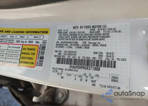 2016 Ford Fusion Se z USA, uszkodzony, nr VIN 3FA6P0H99GR271888